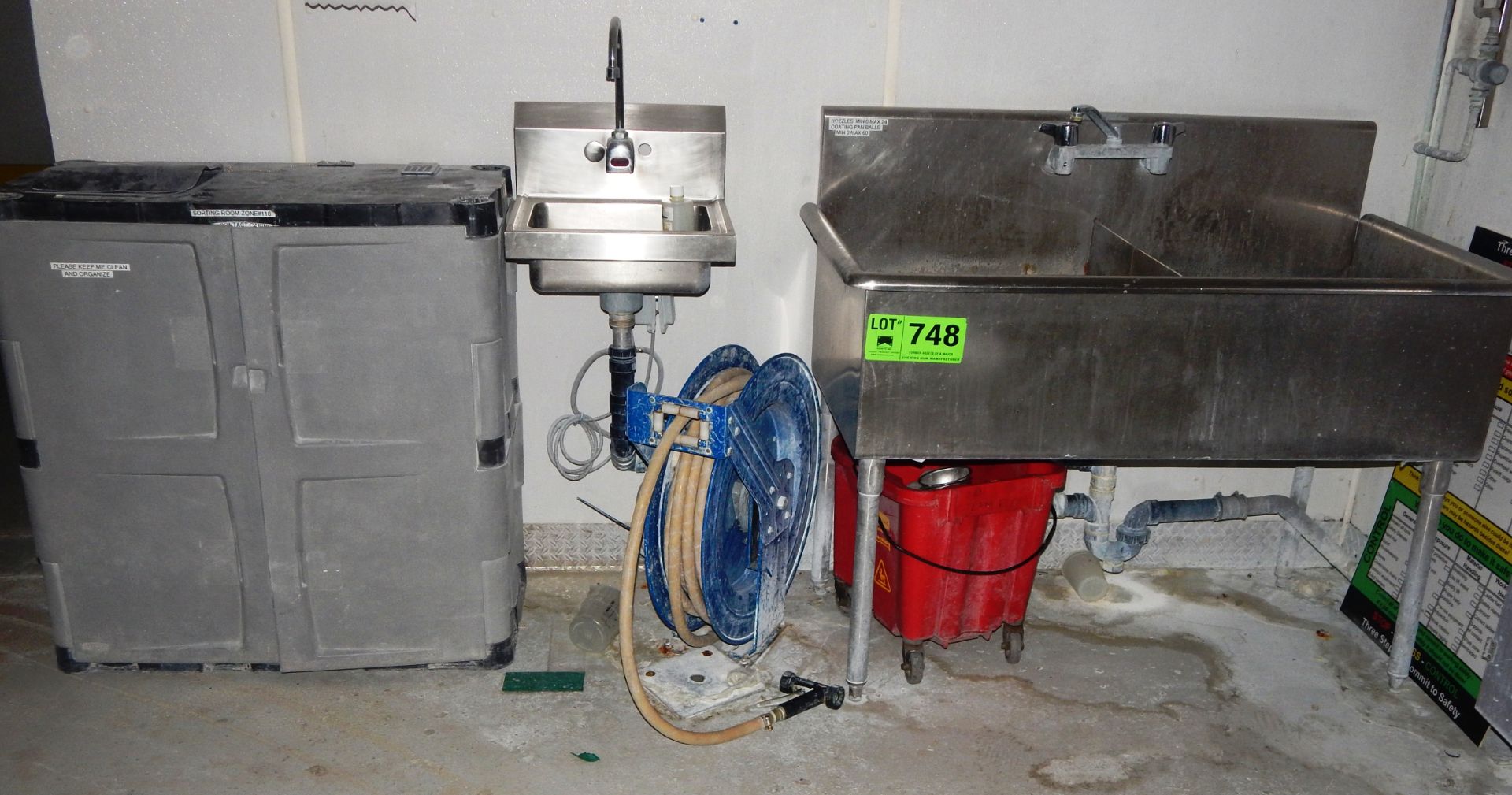 LOT/ STAINLESS STEEL SINK, RETRACTABLE HOSE REEL AND CABINET (CI)