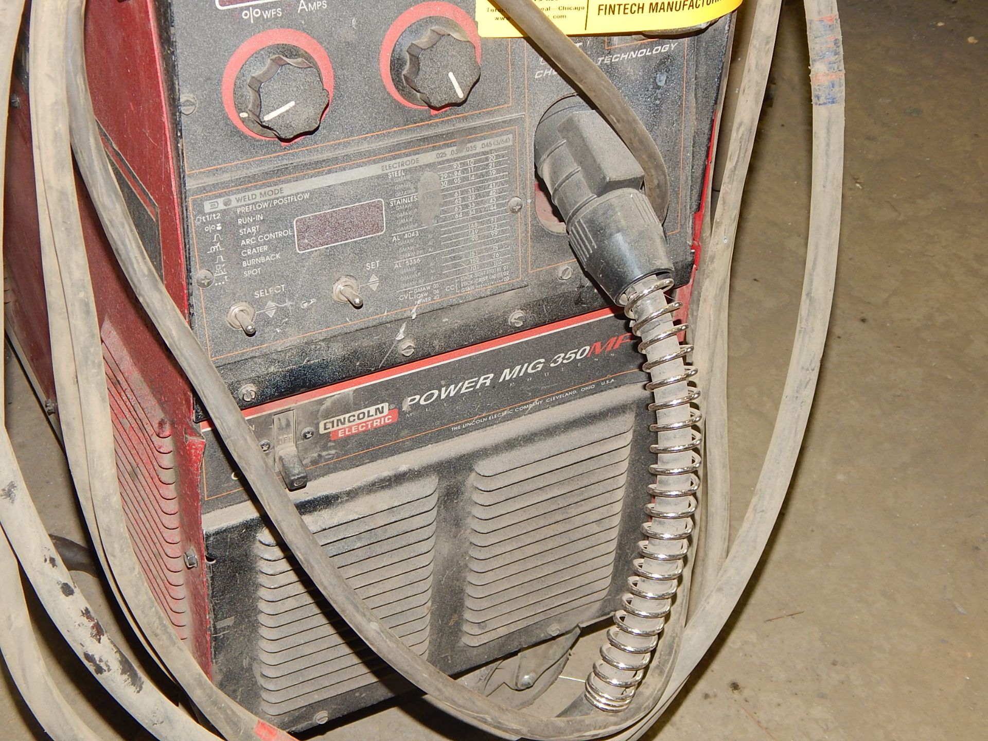 LINCOLN ELECTRIC POWER MIG 350MP DIGITAL MIG WELDER WITH CABLES AND GUN S/N: K2403-1 - Image 2 of 3