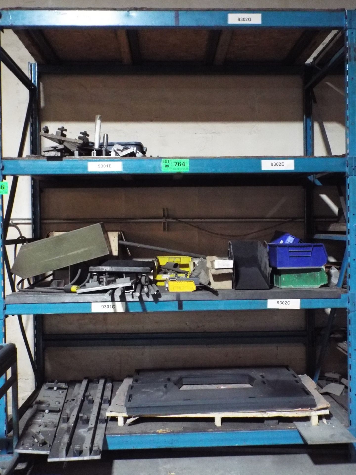 LOT/ CONTENTS OF RACK - FIXTURES, JIGS AND SPARE PARTS