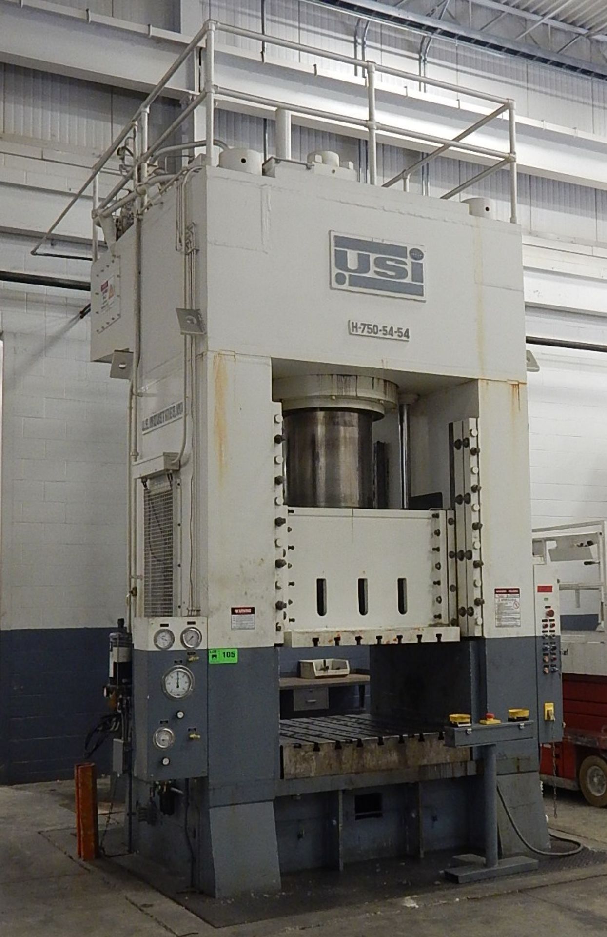 USI H-750-54-54 750 TON STRAIGHT SIDE HYDRAULIC PRESS WITH 54" X 54" T-SLOT TABLE, 5 SLIDES PER/ - Image 2 of 2