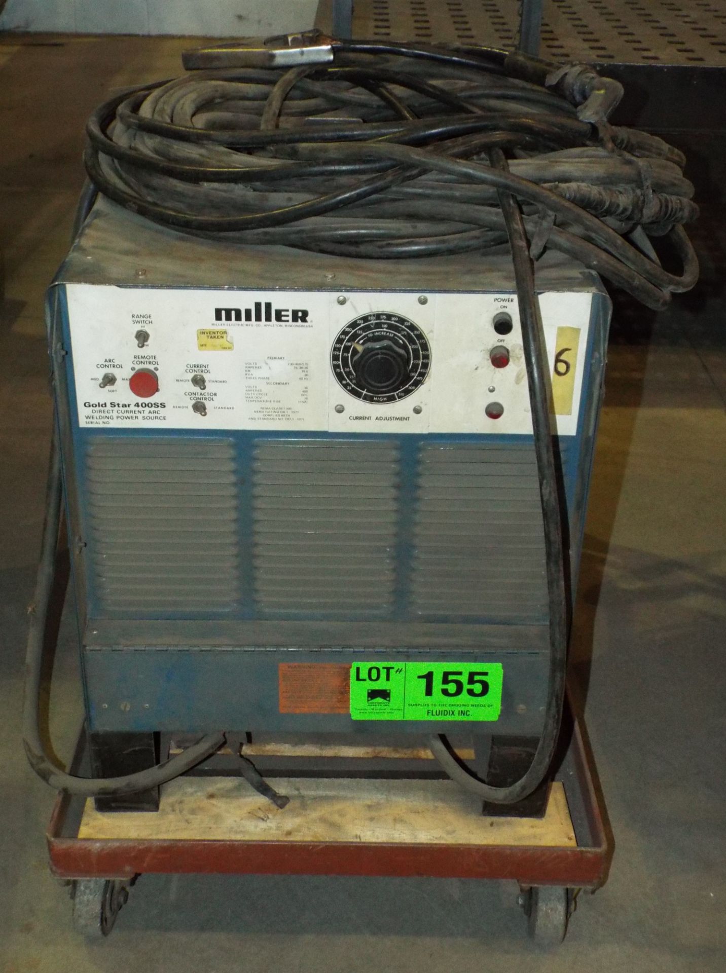 MILLER GOLDSTAR 400SS ARC WELDER WITH CABLES AND GUN, S/N: N/A