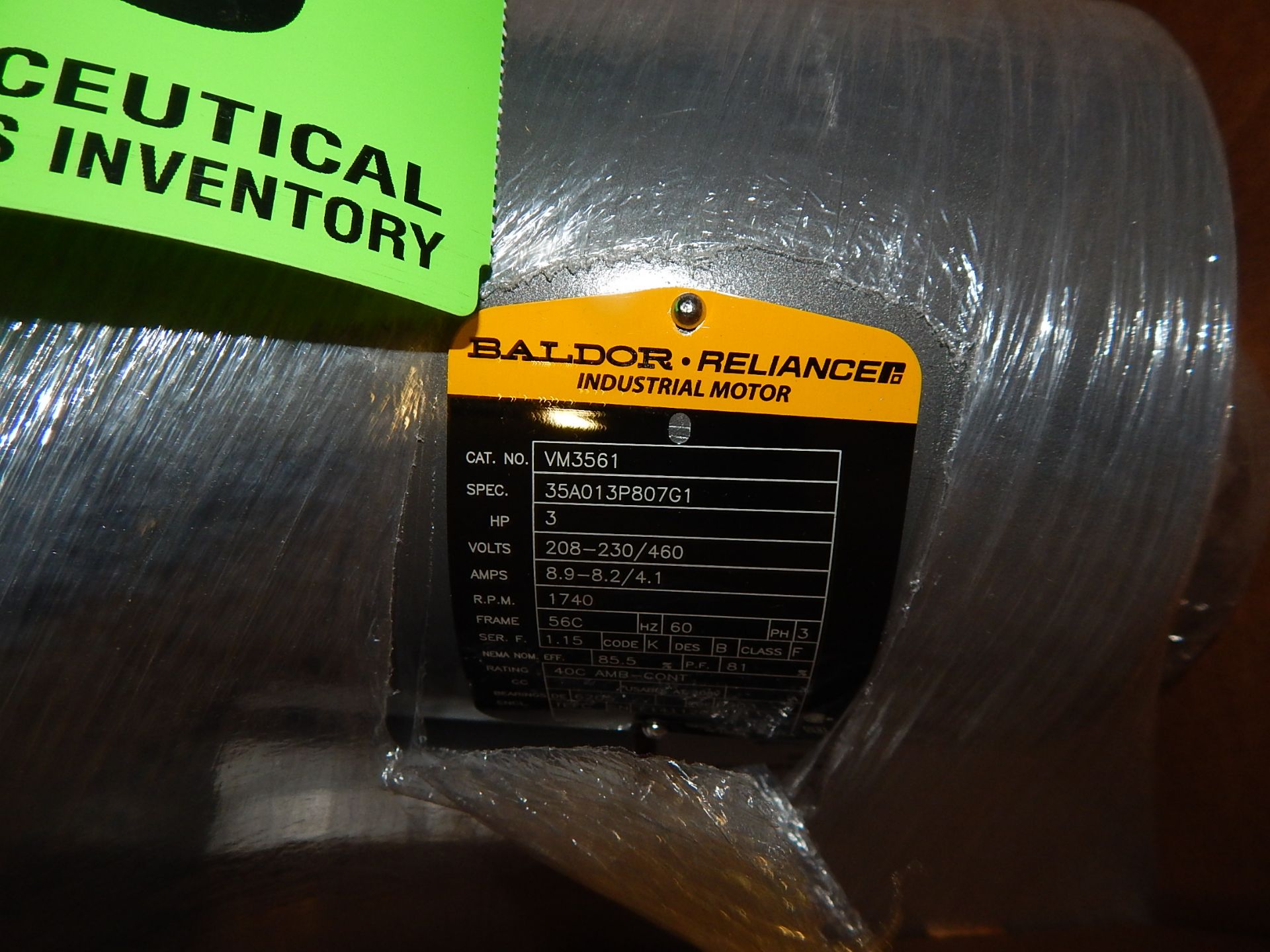 BALDOR 3HP/1740RPM/208-230-460V/8.9-4.1A ELECTRIC MOTOR - Image 2 of 2