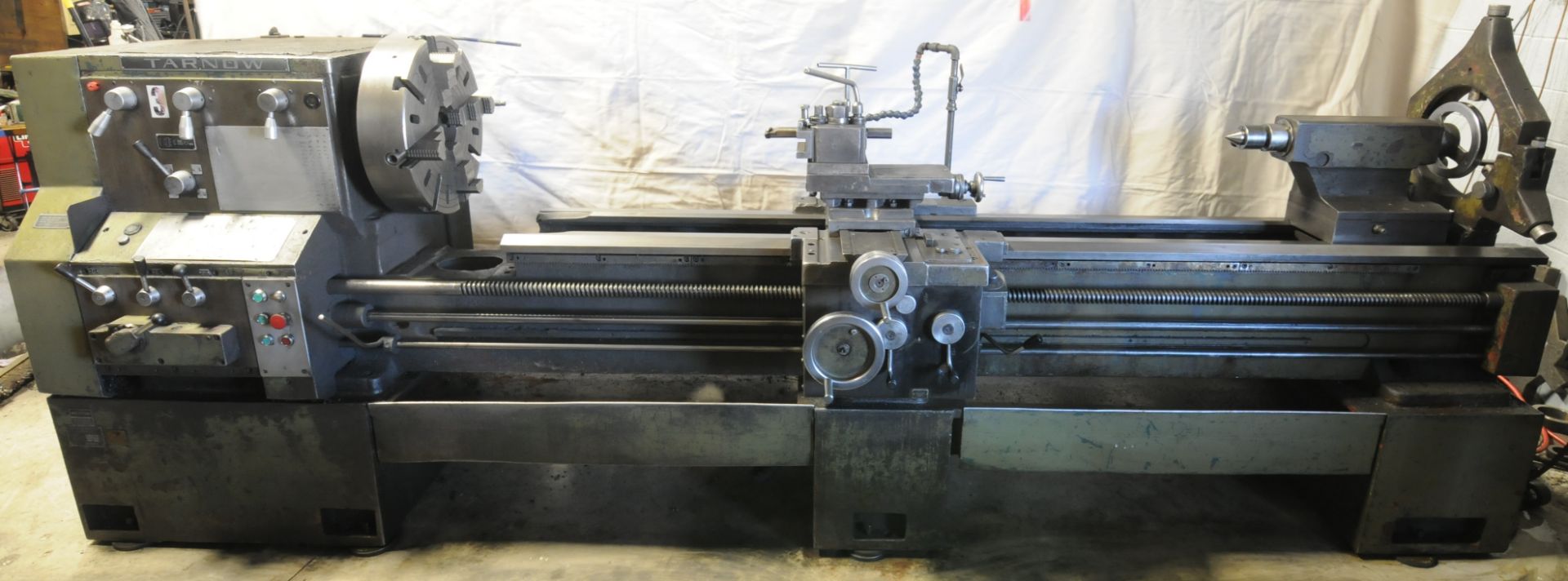TARNOW TUJ 50M X 2500 GAP BED ENGINE LATHE WITH 24" SWING, 100" BETWEEN CENTERS, 3.5" BORE, SPEEDS