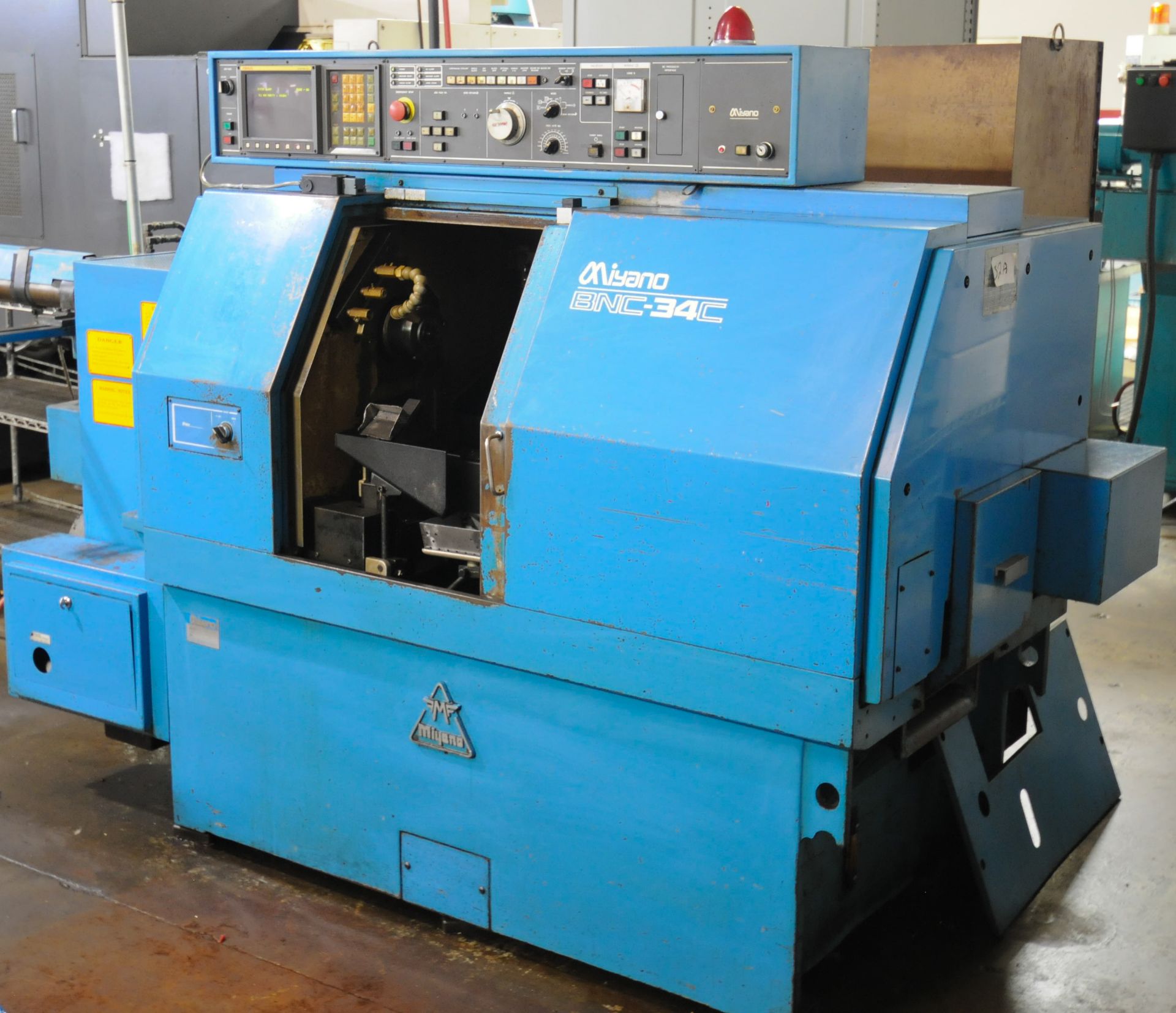 MIYANO BNC-34C, CNC TURNING CENTER WITH FANUC CNC CONTROL, PARTS CATCHER, TAILSTOCK, 7.5 HP, 5000