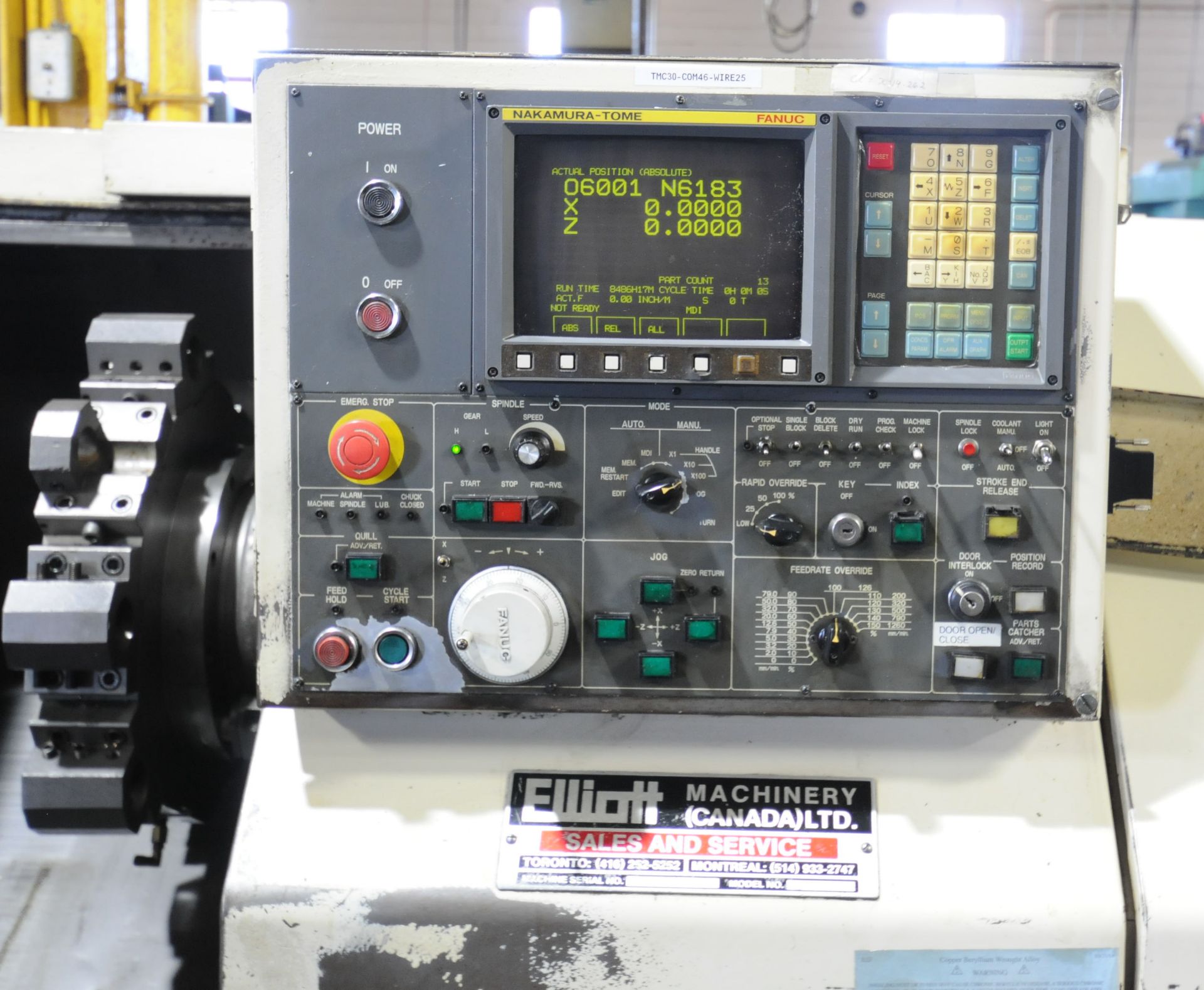 NAKAMURA TOME TMC-30, CNC TURNING CENTERS WITH FANUC CNC CONTROL, 19.69" SWING, 21.65" BETWEEN - Image 3 of 7