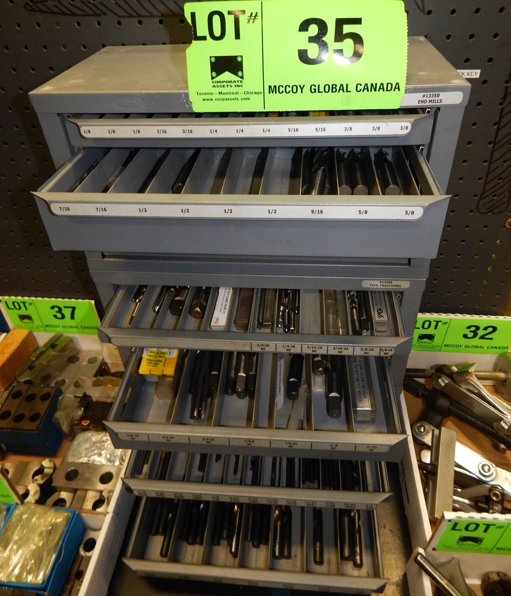 LOT/ INDEX CABINETS WITH DRILLS, END MILLS AND TAPS - Image 2 of 2