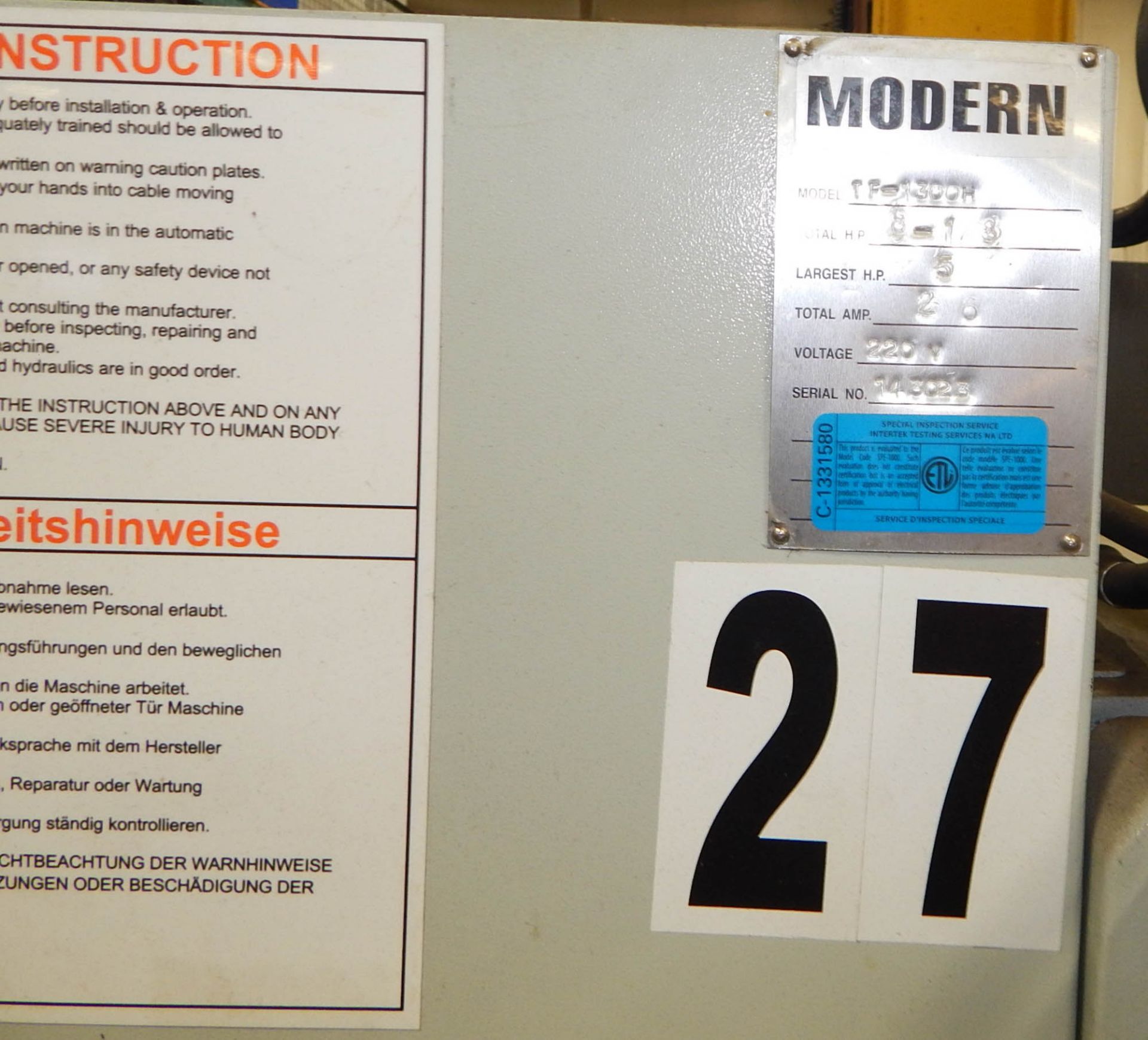 MODERN (2015) TF-1300H RADIAL ARM DRILL WITH 51" ARM, 10" COLUMN, SPEEDS TO 1500 RPM, HYDRAULIC - Image 2 of 3