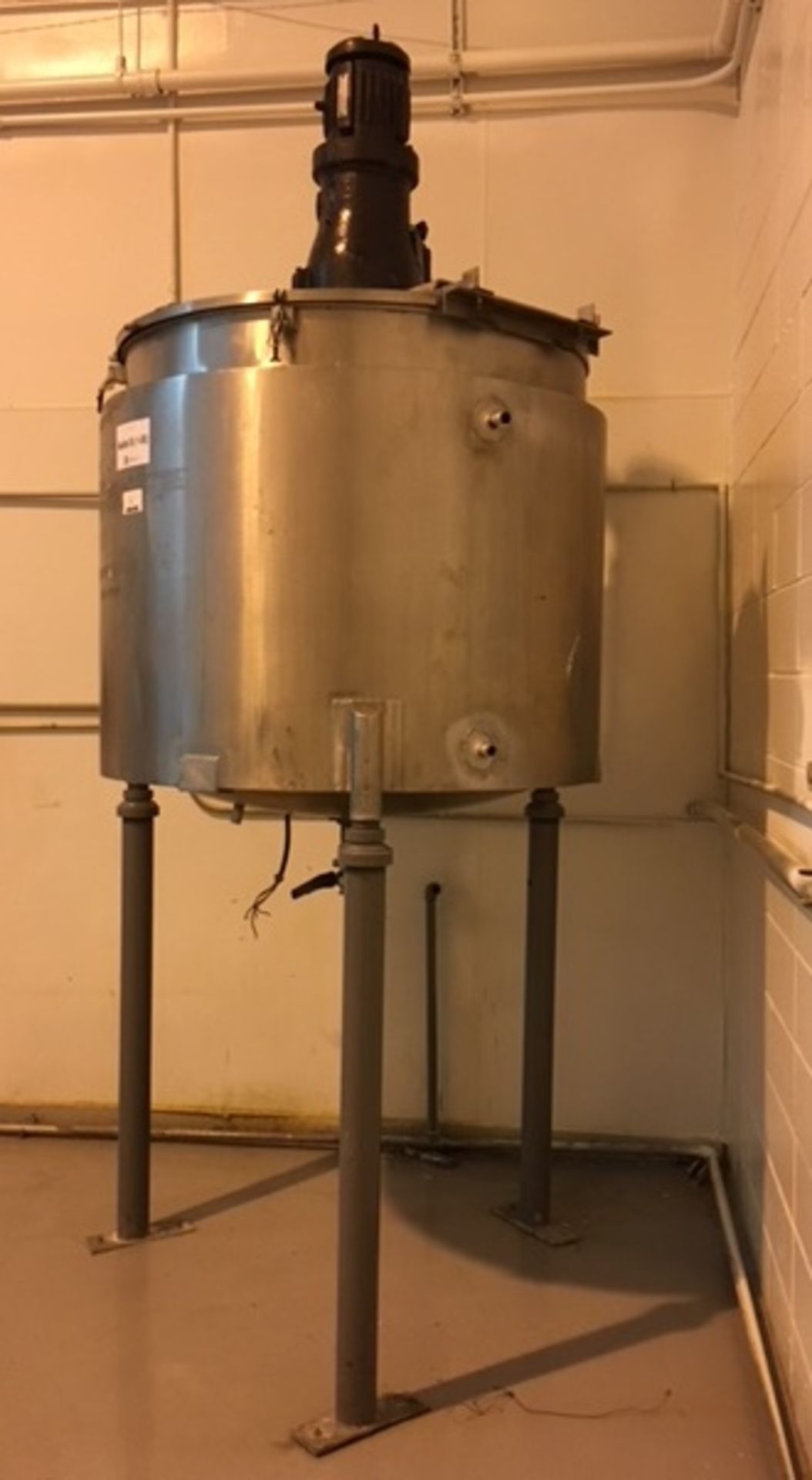 Stricklin 180 Gallon Stainless Steel Jacketd Single Action Tank. 1 HP, 220/440 volt drive motor. 48" - Image 2 of 3