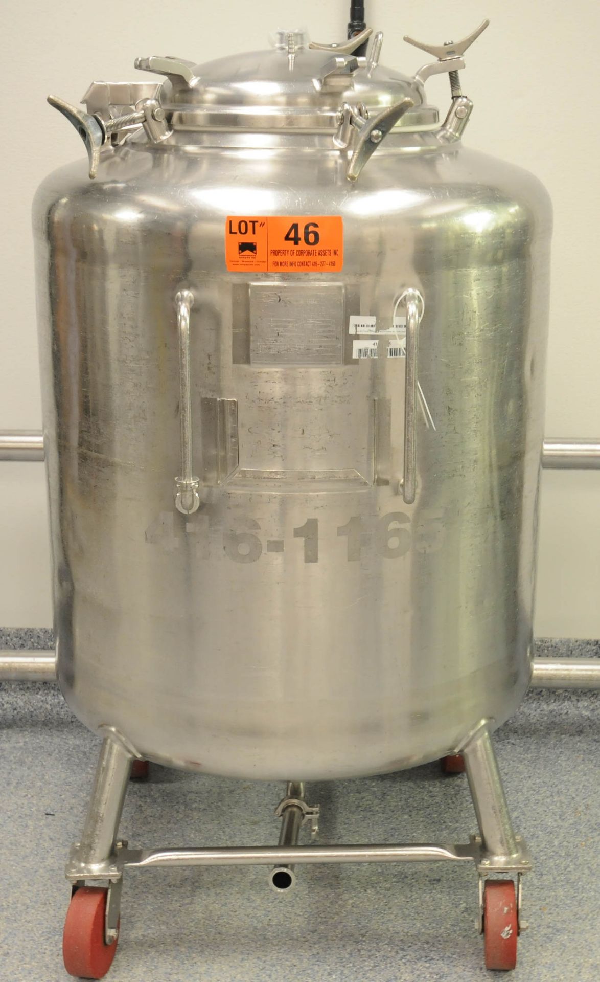 PRECISION STAINLESS 104742 PORTABLE SINGLE WALL STAINLESS STEEL TANK WITH 480 LITER CAPACITY,