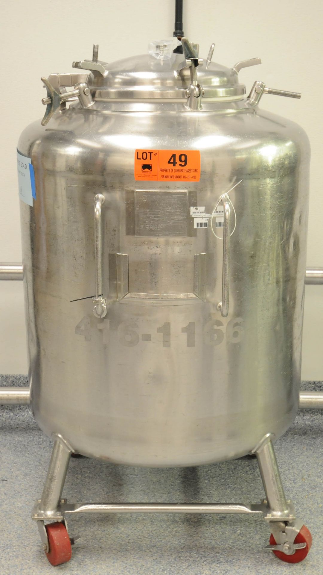 PRECISION STAINLESS 104742 PORTABLE SINGLE WALL STAINLESS STEEL TANK WITH 480 LITER CAPACITY,