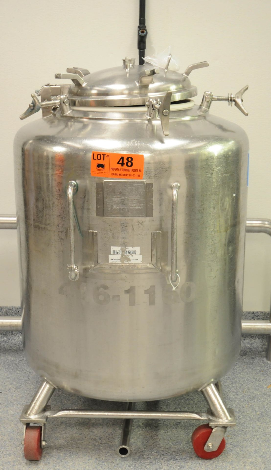 PRECISION STAINLESS 104742 PORTABLE SINGLE WALL STAINLESS STEEL TANK WITH 480 LITER CAPACITY,