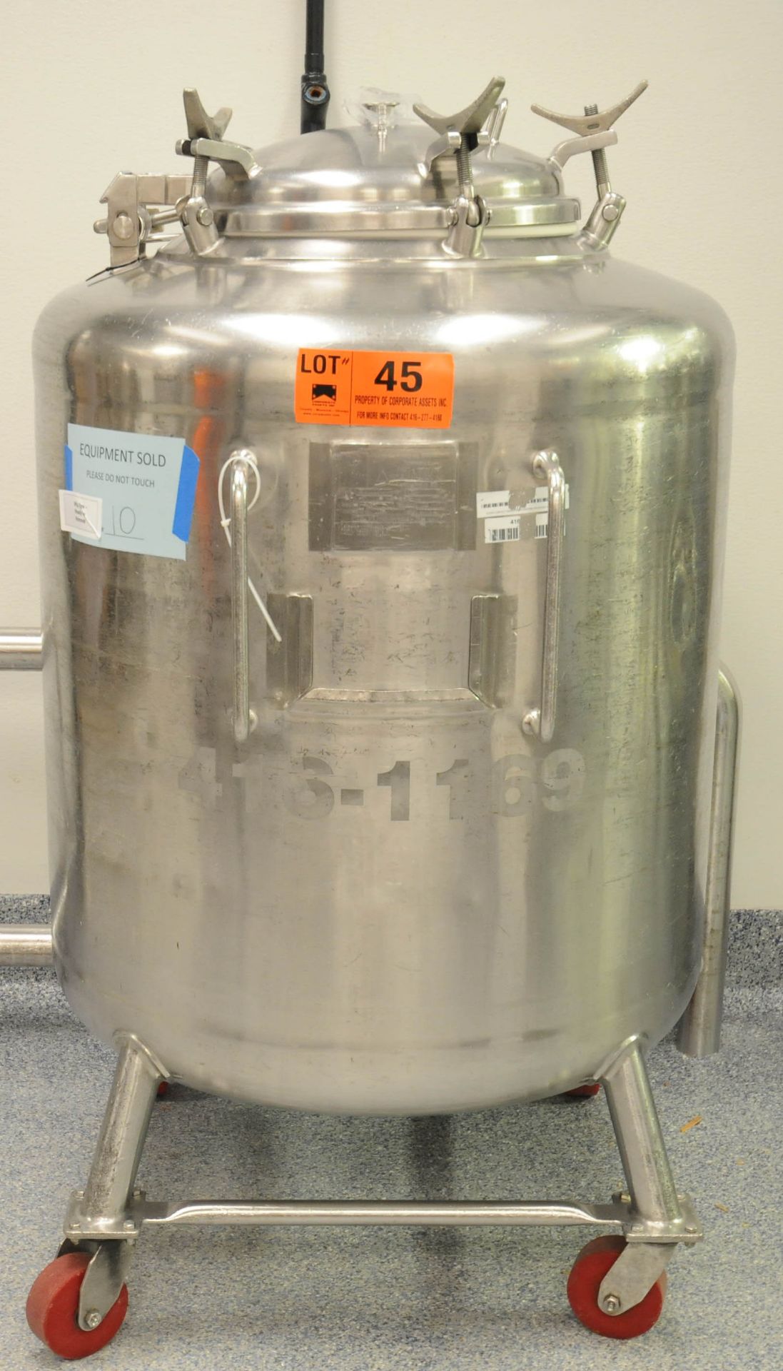 PRECISION STAINLESS 104742 PORTABLE SINGLE WALL STAINLESS STEEL TANK WITH 480 LITER CAPACITY,