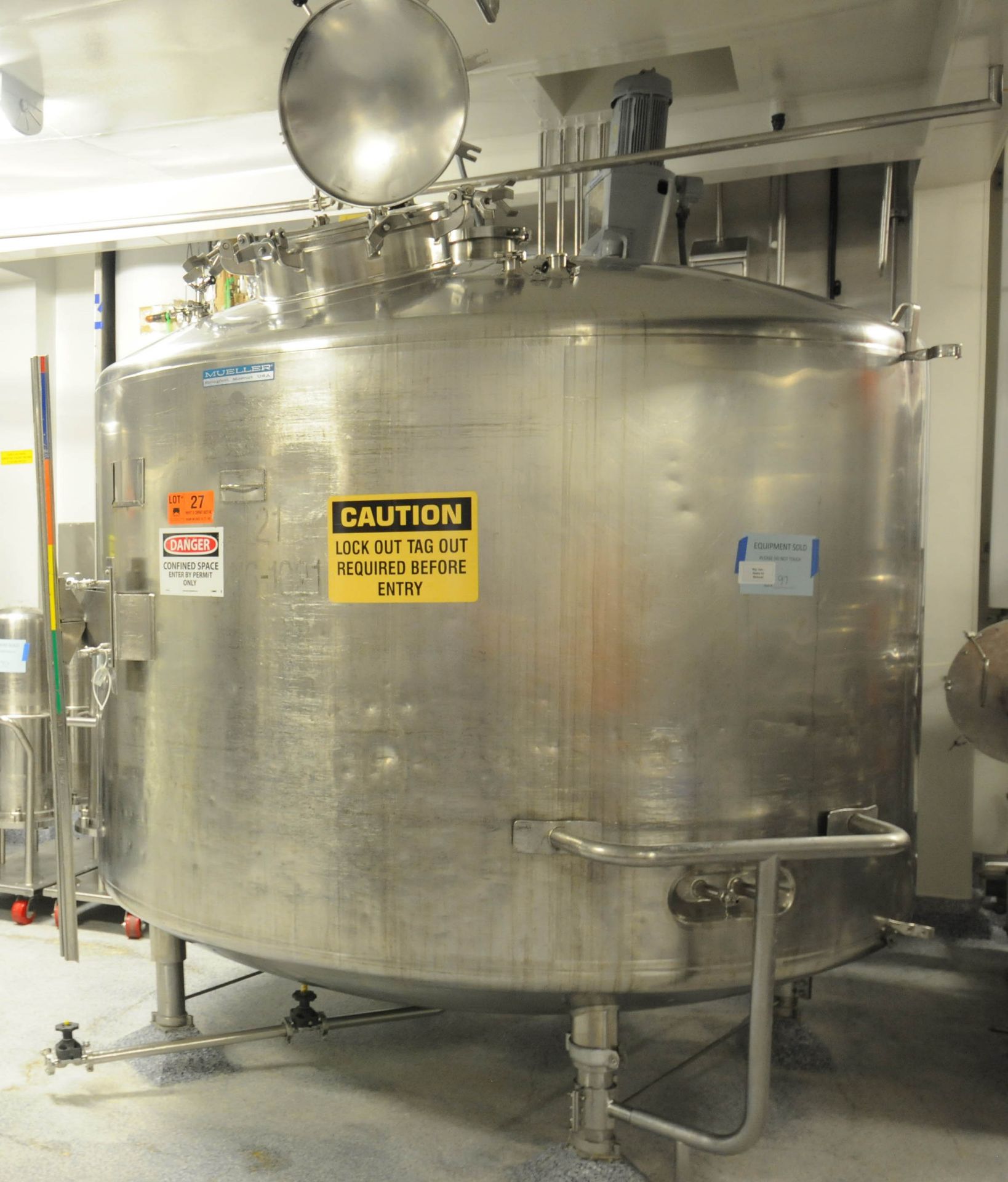 MUELLER T#21 STAINLESS STEEL JACKETED MIXING TANK WITH 6000 LITER CAPACITY, 25 PSIG - Image 8 of 8