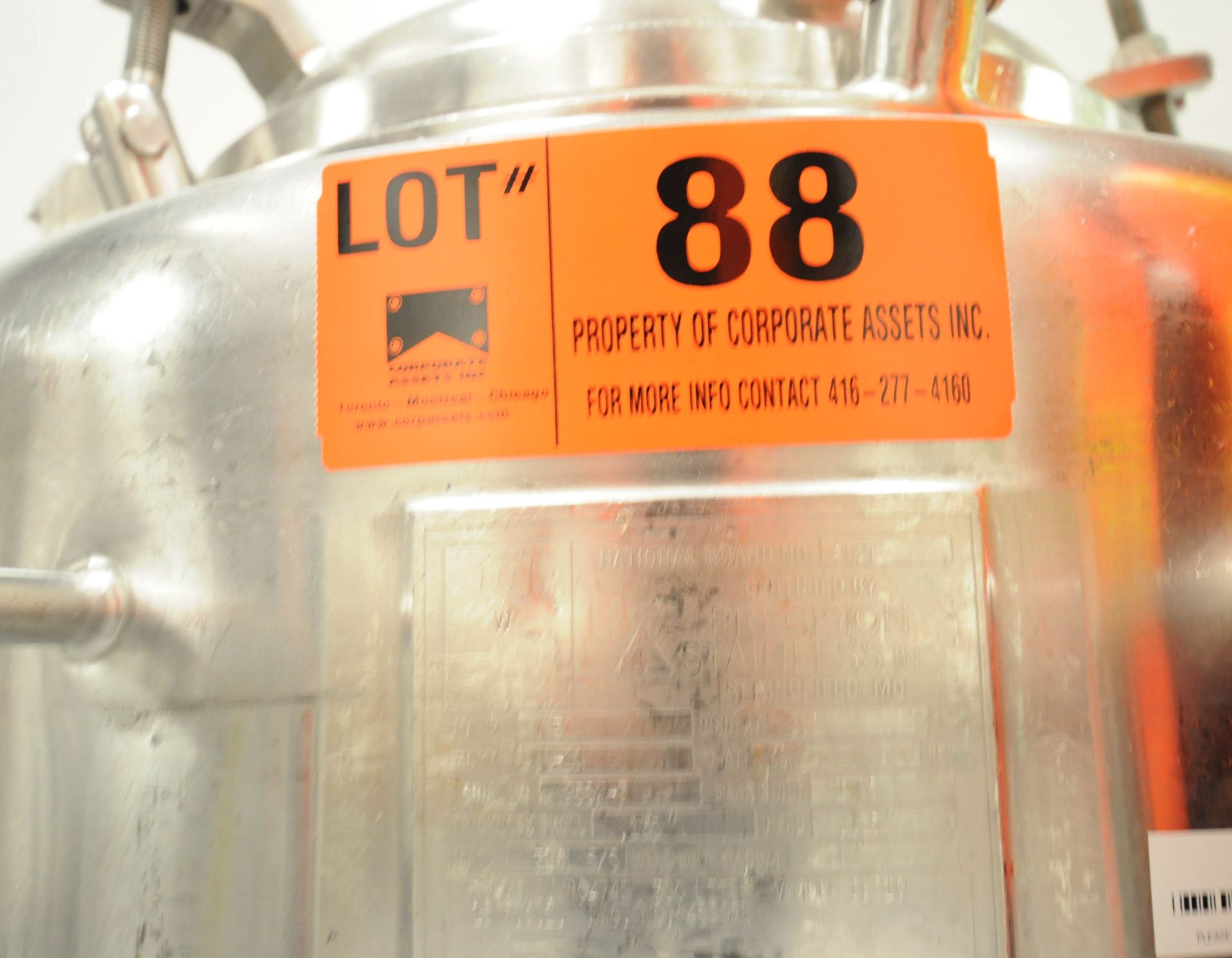 PRECISION STAINLESS (R&R 2012) 104742 PORTABLE SINGLE WALL STAINLESS STEEL TANK WITH 360 LITER CAP - Image 3 of 4