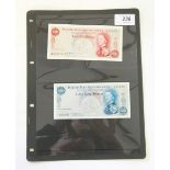 Isle of Man £1 banknote (1961 sign 2) an Isle of Man £5 banknote (1961 sign 2),