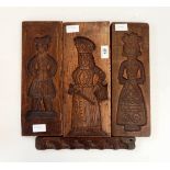 Three carved wooden plaques, intaglio carved, possibly chocolate moulds,