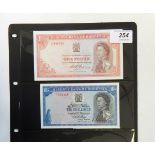 Two Rhodesian banknotes comprising one £1 note (14 October 1968) and one 10s note (10 September