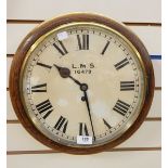 Railway wall clock, the circular painted dial inscribed "LMS 16478",