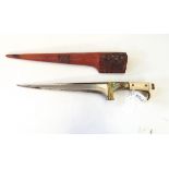 An Afghan dagger (Pesh Kabze Choora), the inlaid handle with a floral and geometric design,