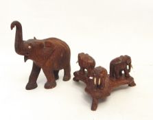 Collection of carved hardwood elephant ornaments