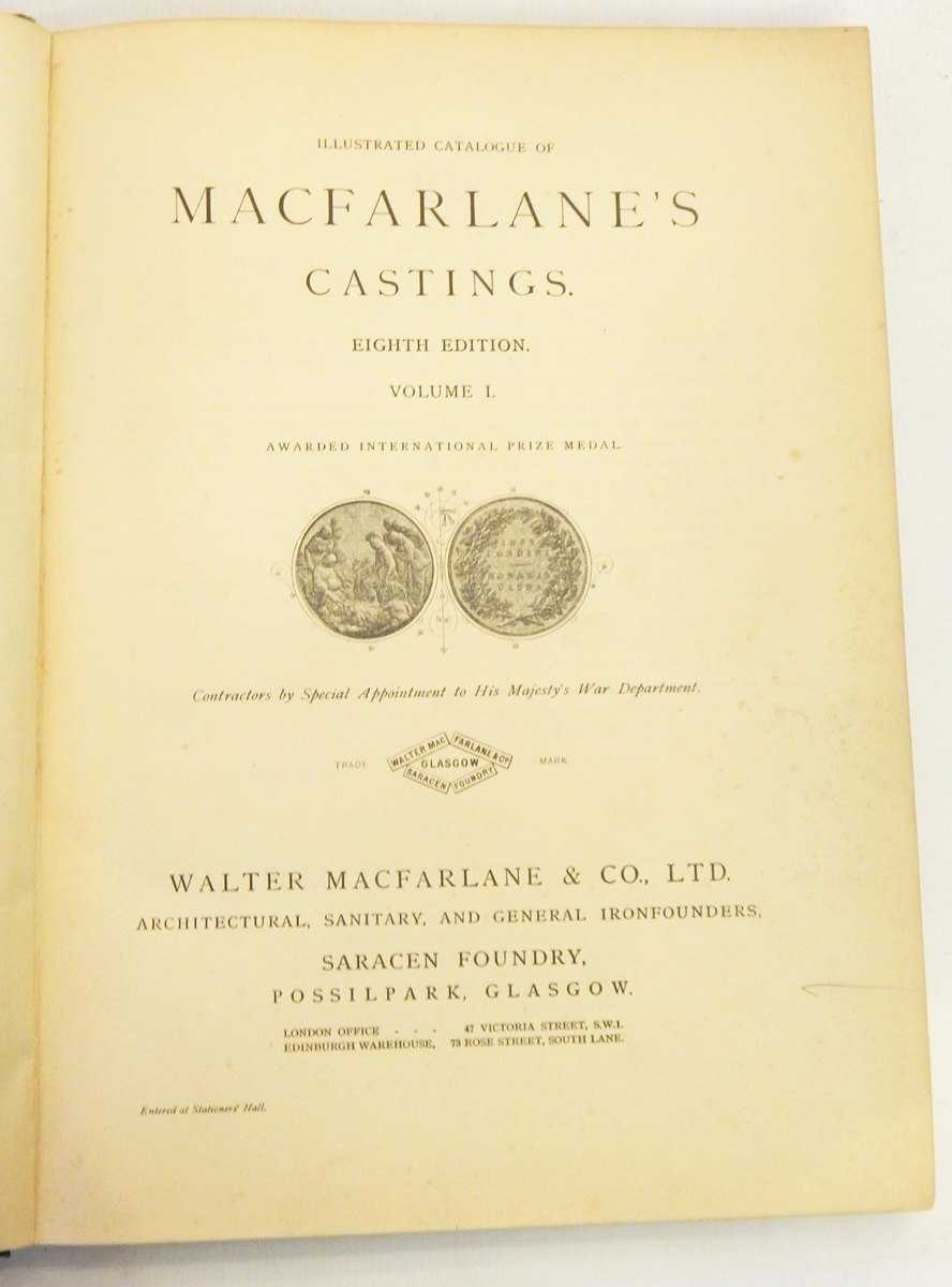 Illustrated catalogue of Macfarlane's Castings, 8th ed, vol 1, pub Saracen Foundry, Possilpark, - Image 2 of 4