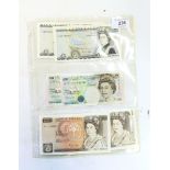 Two £5 banknotes (GM Gill 1988-90), two £5 banknotes (GEA Kentsfield 1993),