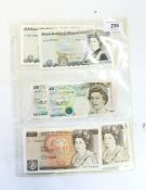 Two £5 banknotes (GM Gill 1988-90), two £5 banknotes (GEA Kentsfield 1993),