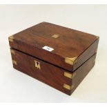 Victorian walnut writing box with brass corners and fitted interior
