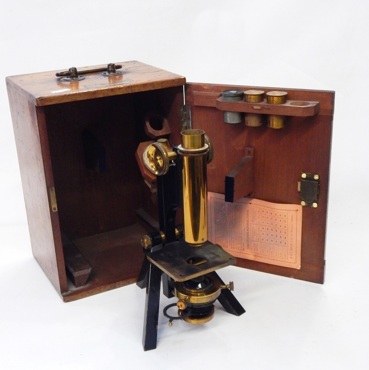 R & J Beck Limited, London microscope, serial number 21771,