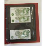 Album of banknotes, including some English £1 notes, mainly foreign notes, all EF or better,