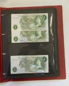 Album of banknotes, including some English £1 notes, mainly foreign notes, all EF or better,