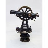 19th century P White, Glasgow theodolite, brass on black metal with silvered dials,