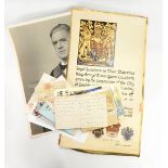 Box of ephemera including football and theatre programmes, a royal invite with seal attached,