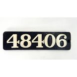 Cast iron steam locomotive smoke box numberplate, no.