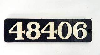 Cast iron steam locomotive smoke box numberplate, no.