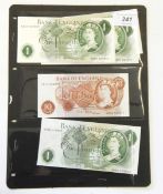 Twenty Bank of England banknotes, two 10s notes (one signed J S Fforde, one J O Hollom),