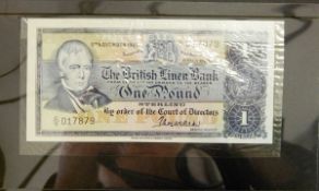 North Bank of Scotland £1 banknote (1 July 1947 signed G L Webster) plus four other £1 notes dating