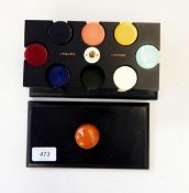 Jaques of London gambling chips/counters comprising eight sets of different coloured plastic