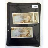 Five State of Jersey banknotes including three 10s notes,