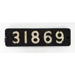 Cast iron steam locomotive smoke box numberplate, no.