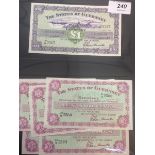 Thirty Guernsey banknotes including two £1 notes (1969 signed Guillemette) one £5 note (1969 signed