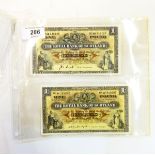 Two Royal Bank of Scotland banknotes comprising two £1 notes (1 April 1954 and 1 October 1957),
