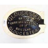 Cast iron railway wagon plate for the Gloucester Railway Carriage and Wagon Company Limited