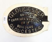 Cast iron railway wagon plate for the Gloucester Railway Carriage and Wagon Company Limited