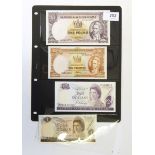 Four New Zealand banknotes, comprising one 10s note and one £1 note (both 1956-67,