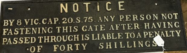 Two cast iron railway public notices,