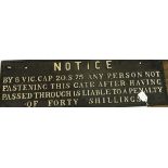 Two cast iron railway public notices,