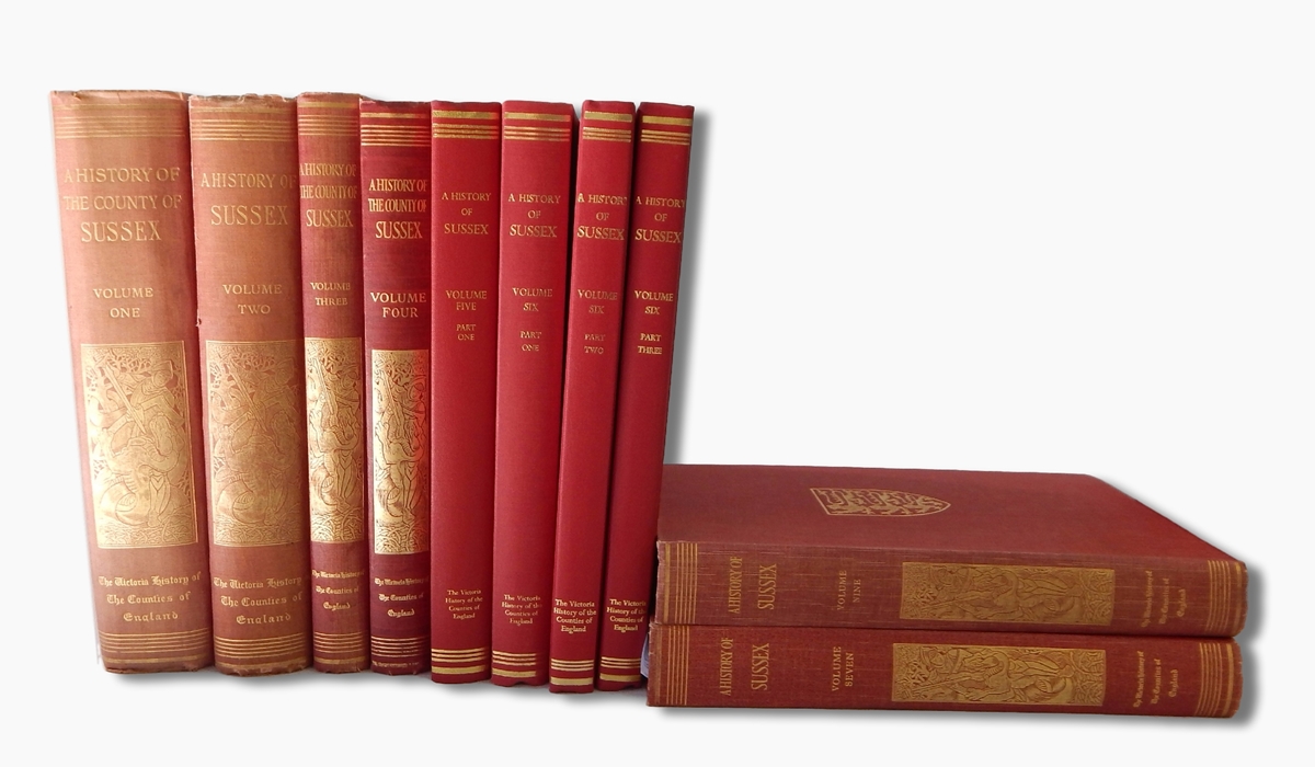 "Victoria History of Sussex", vol. 1 (1905), vol. 2 (1907), vol. 3 (1935), vol. 4 (1953), vol.