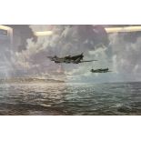 Ron Lackenby Print "Reflections of Peace", two spitfires flying over the channel,