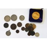 Charles II 1677 crown, fine near VF, 1935 crown EF, 1811 Swansea penny,
